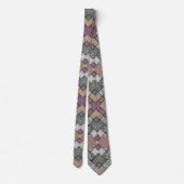 Cravate NECKTIE - Design Mandala gris-Brown-blanc (Dos)