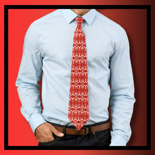 Cravate Necktie Festive Rouge et Blanc Noël