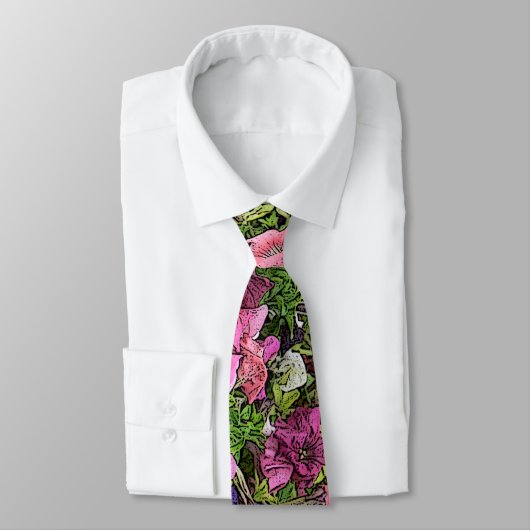 CRAVATE NECKTIE FLORALE/PETUNIAS DU MENS (Attaché)