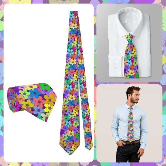 Cravate NECKTIE - Flowers in Rainbow Colors