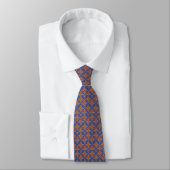 Cravate Necktie, Maroon, Bleu, Or, Fleur de Lys Motif (Attaché)