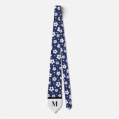 Cravate Necktie monogramme des marguerites de la Marine (Devant)