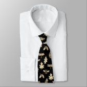 Cravate Necktie Nature Motif noir et or (Attaché)