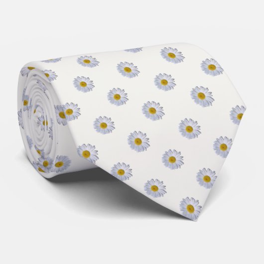 Cravate Necktie - New Daisy on Off White (Roulé)