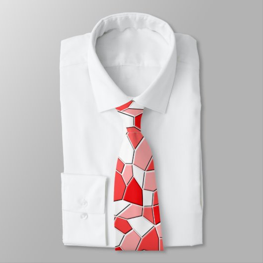 Cravate Necktie - Nuances de mosaïque 3D rouge (Attaché)