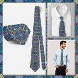 Cravate NECKTIE - Tons bleu vert jaune & violet<br><div class="desc">Une image multicolore dans les tons bleu, vert, violet et jaune est présentée sur cette belle cravate masculine (chemise et modèle non inclus). L'image couvre l'avant et l'arrière de la cravate. ► Il ne peut pas être retiré ou remplacé de l'avant (voir NOTE ci-dessous) mais peut être repositionné pour un...</div>