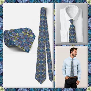 Cravate NECKTIE - Tons bleu vert jaune & violet