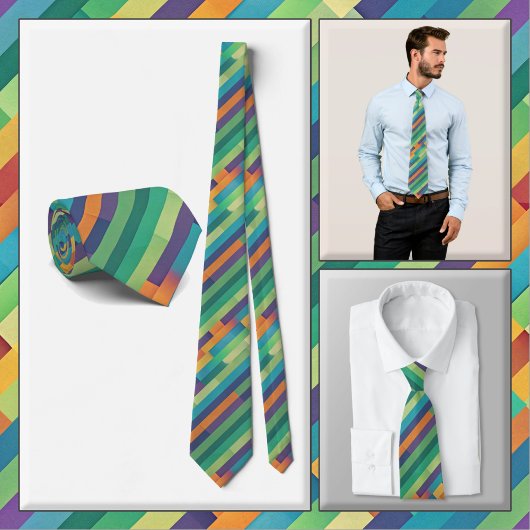 Cravate NECKTIE - Tons bleu vert jaune & violet