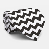 Cravate Necktie Zigzag avec Chevrons noirs et blancs (Roulé)