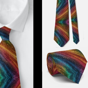 Cravate Neckties de Parties scintillant Abstraite Rainbow