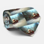 Cravate Neige de Noël caniche hiver (Roulé)