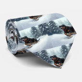 Cravate Neige de Noël Rottweiler hiver Oreiller (Roulé)