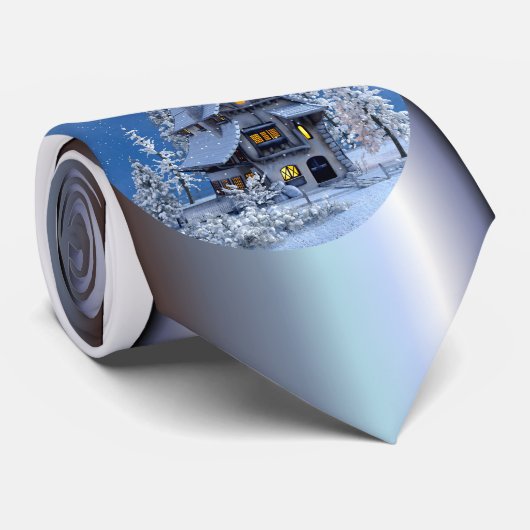 Cravate Neige de Noël sur Maison de pain d'épices (Roulé)