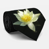 Cravate Nénuphar blanc/Lotus (Roulé)