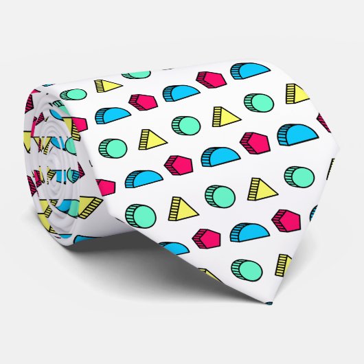 Cravate Neo Memphis Style Motif 02 coloré (Roulé)