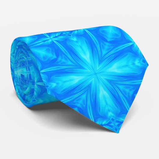 Cravate Neon Blue Turquoise Psychedelic Cloudy Abstrait (Roulé)