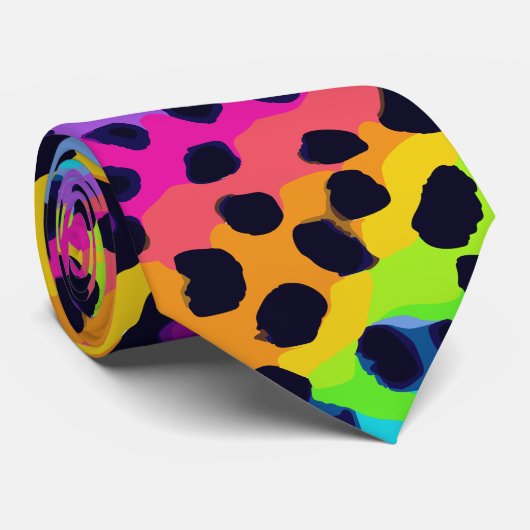 Cravate Neon Empreinte de léopard (Roulé)