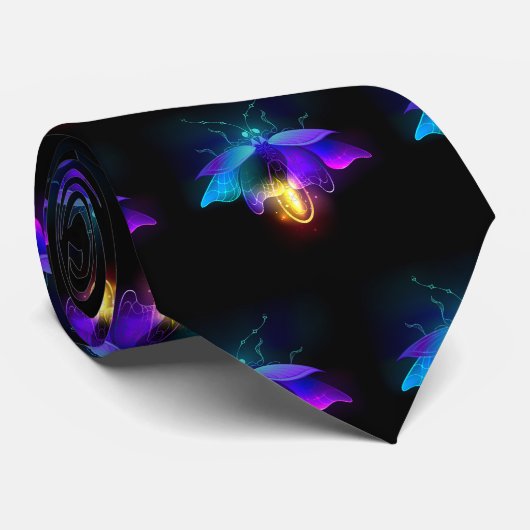 Cravate Neon Firefly sur noir (Roulé)