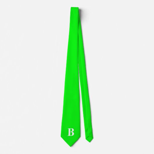 Cravate Neon Green Simple Monogramme tendance simple Monog (Devant)