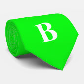 Cravate Neon Green Simple Monogramme tendance simple Monog (Roulé)
