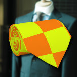 Cravate Neon Jaune Orange À damiers damier Vintage<br><div class="desc">Jaune néon et À damiers orange | VINTAGE | Classique | tendance | Style | Mode | Minimal</div>