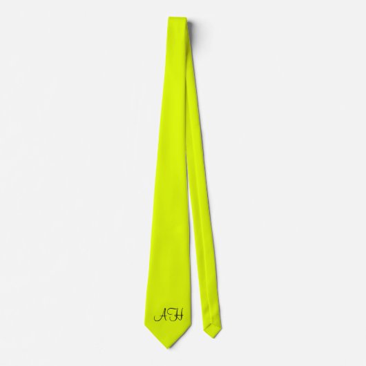 Cravate Néon jaune rétro Monogramme Fluorescent brillant (Devant)