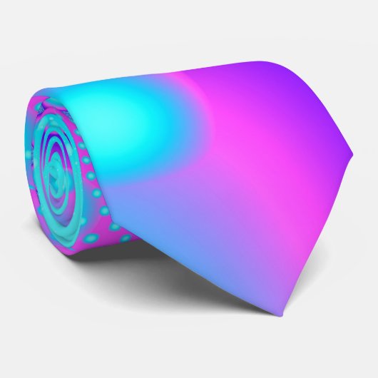 Cravate Neon Molecules Psychedelic Fractal (Roulé)