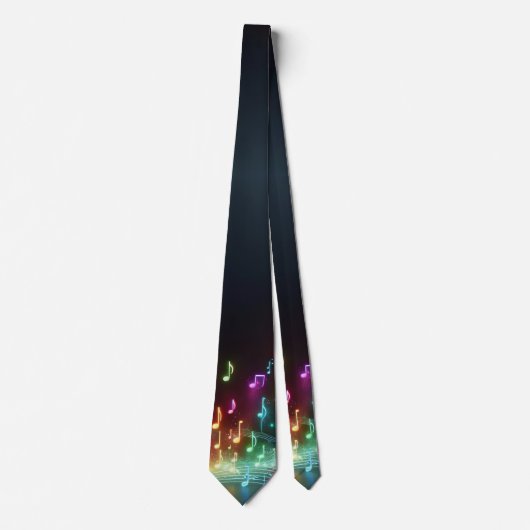 Cravate Neon Musical Notes Sur Black (Devant)