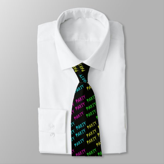 Cravate Neon Party Glow In Dark Print Necktie (Attaché)