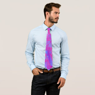 Cravate Neon Pink & Aqua Blue Abstract