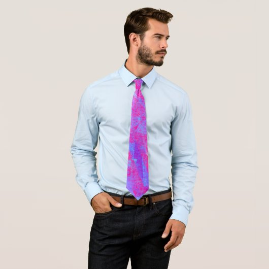 Cravate Neon Pink & Aqua Blue Abstract (En situation)