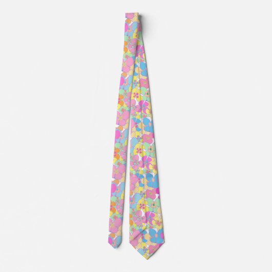 Cravate Neon Retro Floral Rose coloré (Dos)