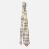 Cravate Neutral Ivory and Black Gingham Plaid (Dos)