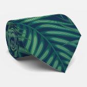 Cravate Night tropical palm leaves (Roulé)