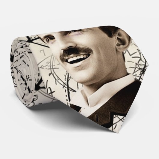 Cravate Nikola Tesla - Smiling - 369 Key for the Universe (Roulé)