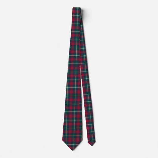 Cravate Noël À damiers écossais rouge et motif vert (Devant)