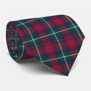 Cravate Noël À damiers écossais rouge et motif vert