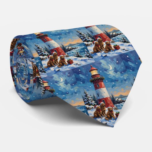 Cravate Noël au phare de Terre-Neuve (Roulé)
