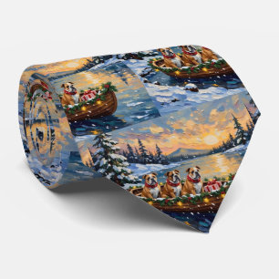 Cravate Noël Bateau de Noël Bulldog