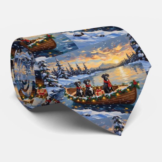 Cravate Noël Bateau de Noël Danois Géant (Roulé)