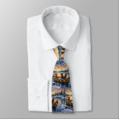 Cravate Noël Bateau de Noël Teckel (Attaché)