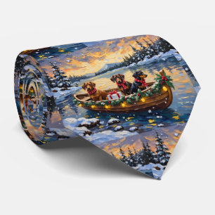 Cravate Noël Bateau de Noël Teckel