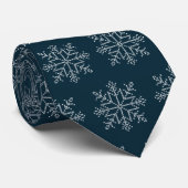 Cravate Noël bleu flocon de neige vacances d'hiver (Roulé)