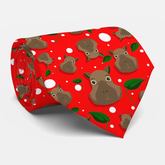 Cravate noël capybara (Roulé)