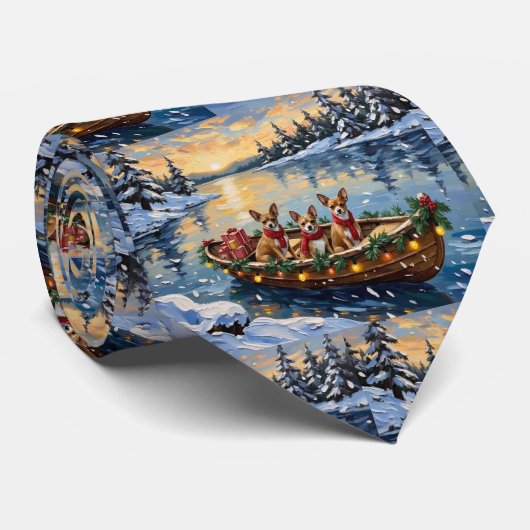 Cravate Noël Chihuahua Bateau Fêtes (Roulé)