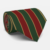 Cravate Noël Classique Vert Et Rouge Avec Garniture Dorée (Roulé)