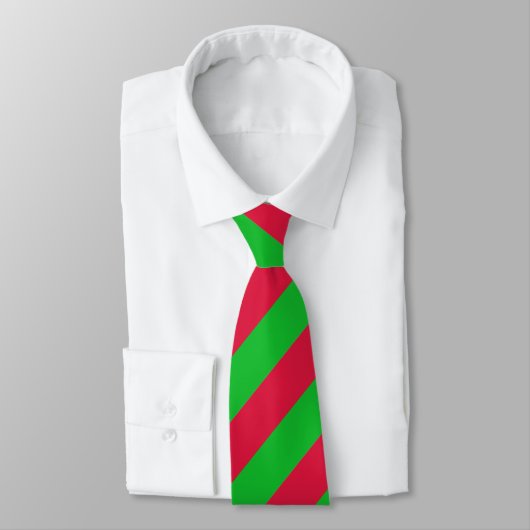 Cravate Noël Classique Vert et Rouge rayures (Attaché)
