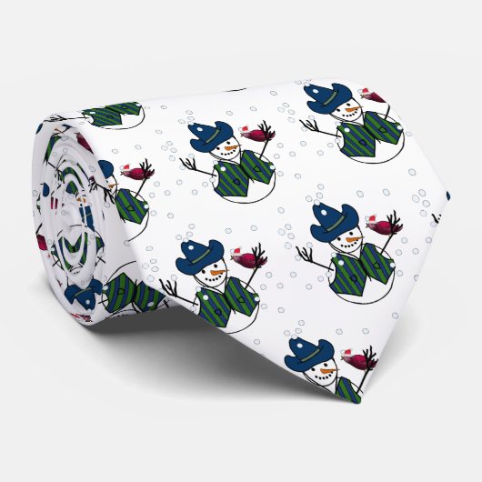 Cravate Noël Cowboy Snowman (Roulé)