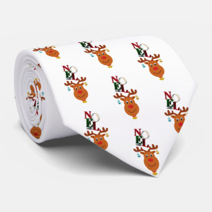 Cravate Noel Deer Bells Bauble Rudolf Snowflakes Noël
