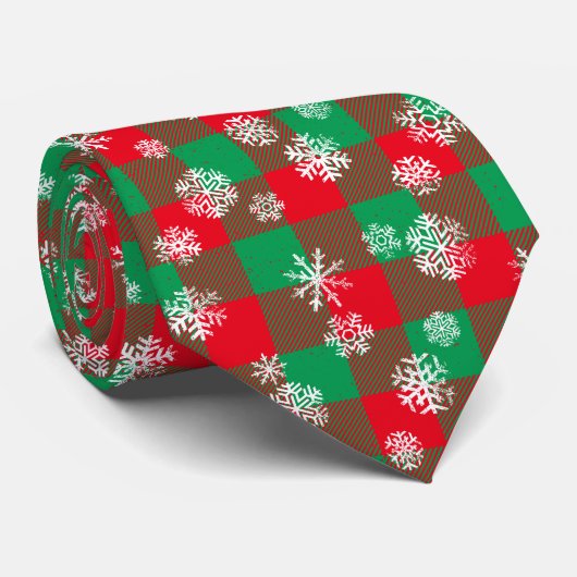 Cravate Noël des flocons de neige de Buffalo Plaid (Roulé)